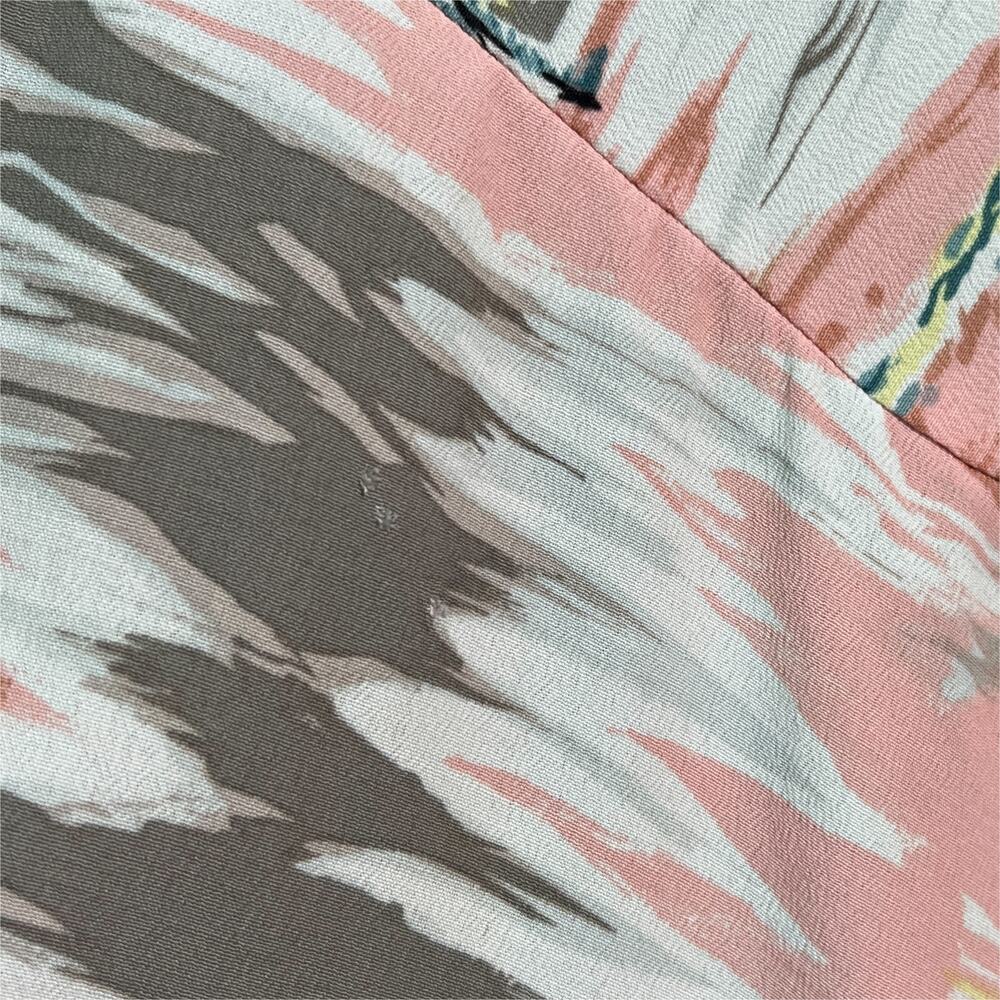 Vintage Kauaiana Palm Print Trumpet Style Maxi Dress Pink Gray White Small - Picture 9 of 13